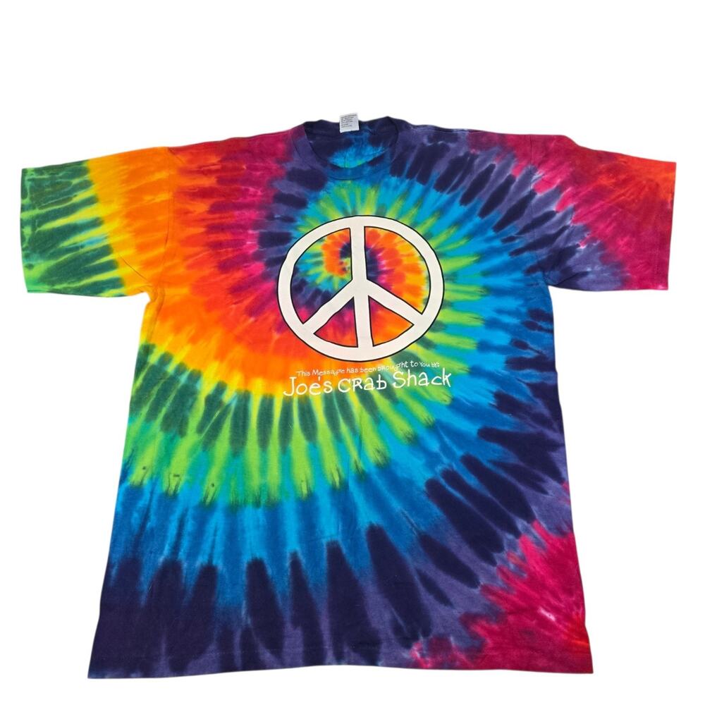 Vintage 90s Sun Dog Joe’s Crab Shack Tie Dye T Shirt XXL Single Stitch USA